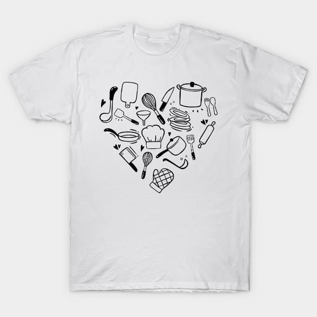 Chef Cook Heart T-Shirt by Tobias Store